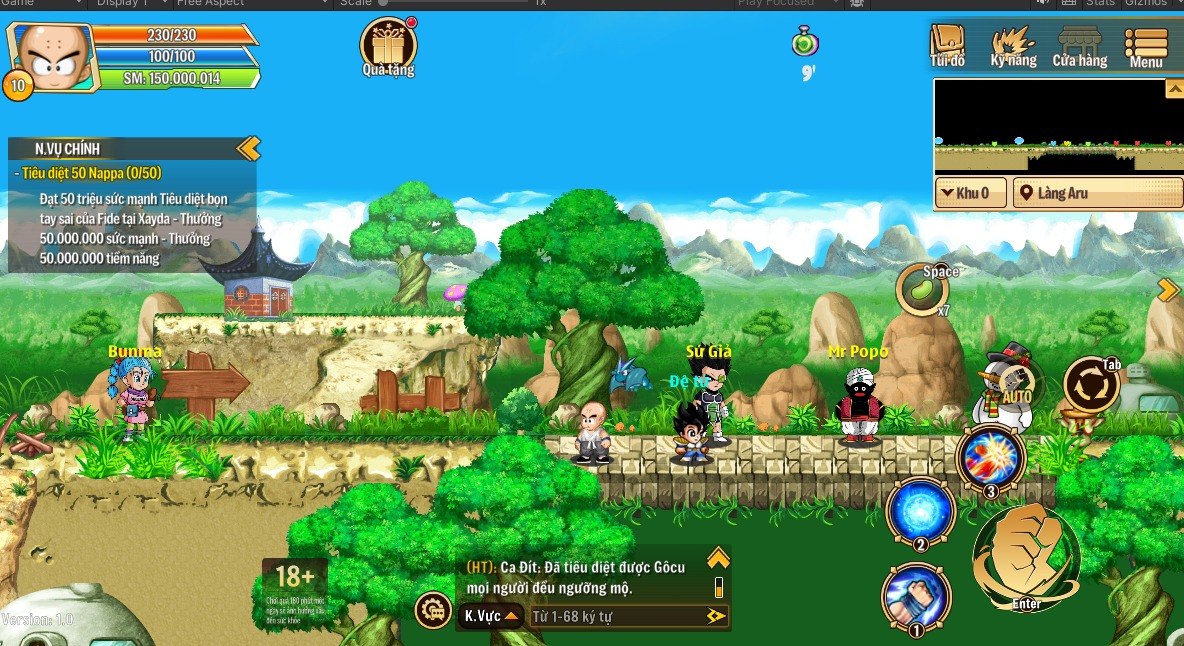 Gameplay thế giới Dragon Ball trong Unity